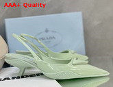 Prada Brushed Leather Slingback Pumps in Light Green Replica