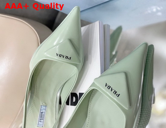 Prada Brushed Leather Slingback Pumps in Light Green Replica