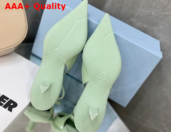 Prada Brushed Leather Slingback Pumps in Light Green Replica