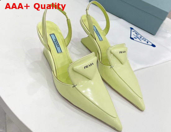 Prada Brushed Leather Slingback Pumps in Light Yellow 1D896M Replica