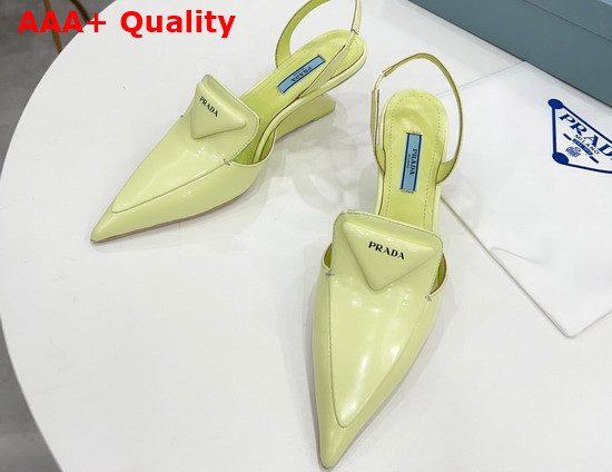 Prada Brushed Leather Slingback Pumps in Light Yellow 1D896M Replica