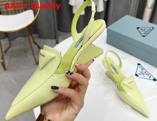 Prada Brushed Leather Slingback Pumps in Light Yellow 1D896M Replica