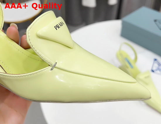 Prada Brushed Leather Slingback Pumps in Light Yellow 1D896M Replica