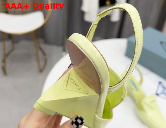 Prada Brushed Leather Slingback Pumps in Light Yellow 1D896M Replica