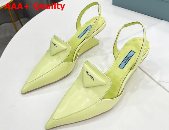 Prada Brushed Leather Slingback Pumps in Light Yellow 1D896M Replica