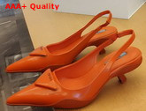 Prada Brushed Leather Slingback Pumps in Orange Replica