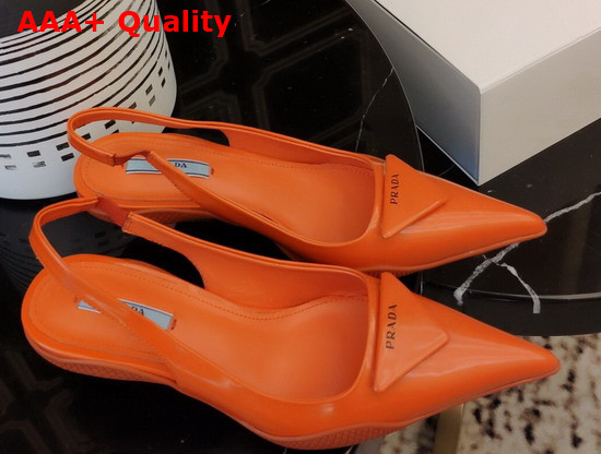 Prada Brushed Leather Slingback Pumps in Orange Replica