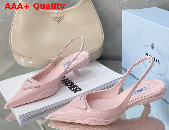 Prada Brushed Leather Slingback Pumps in Pink Replica