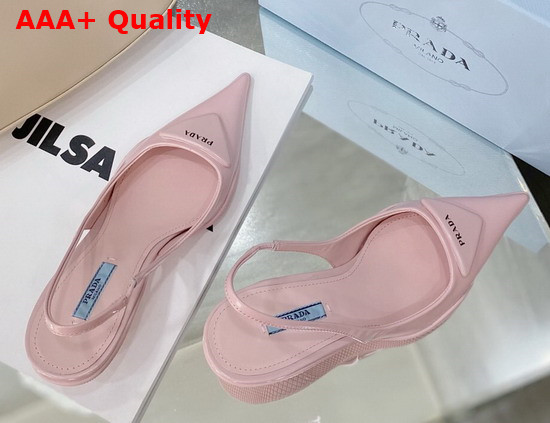 Prada Brushed Leather Slingback Pumps in Pink Replica