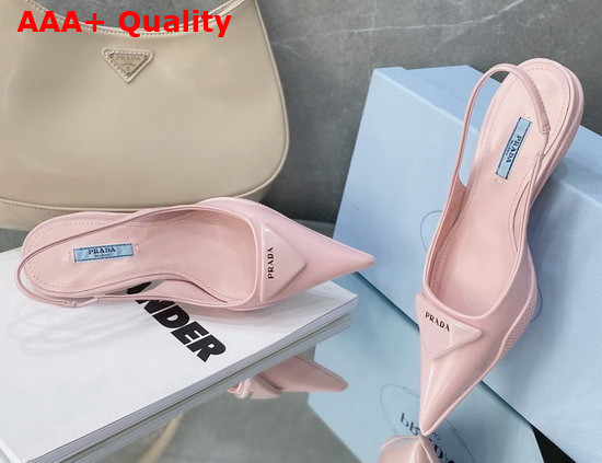 Prada Brushed Leather Slingback Pumps in Pink Replica