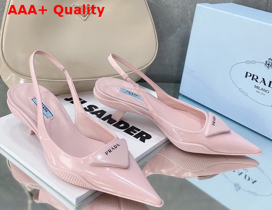 Prada Brushed Leather Slingback Pumps in Pink Replica