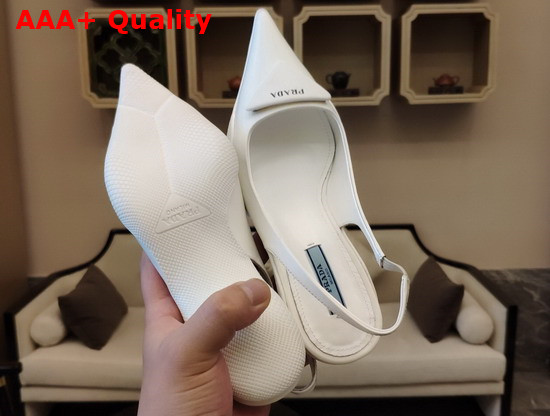 Prada Brushed Leather Slingback Pumps in White Replica