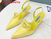 Prada Brushed Leather Slingback Pumps in Yellow 1D896M Replica