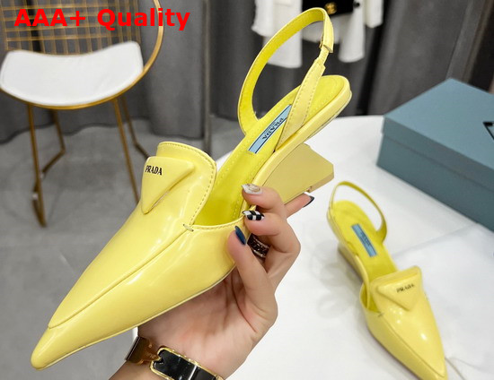 Prada Brushed Leather Slingback Pumps in Yellow 1D896M Replica