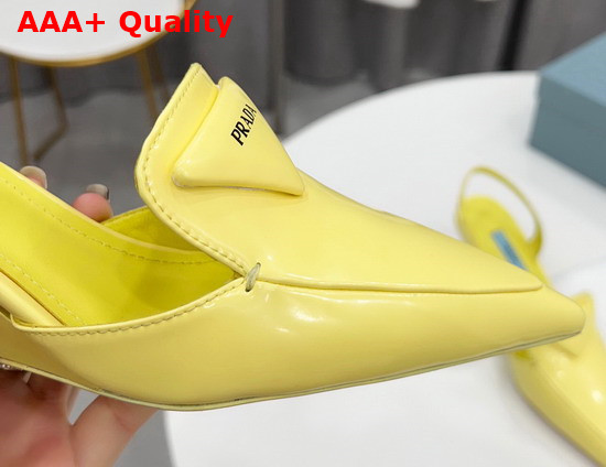 Prada Brushed Leather Slingback Pumps in Yellow 1D896M Replica