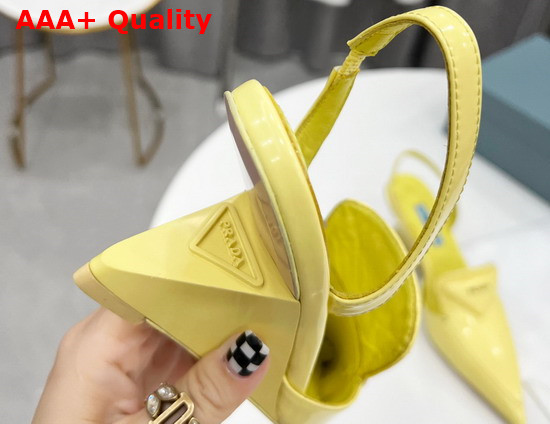 Prada Brushed Leather Slingback Pumps in Yellow 1D896M Replica