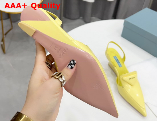 Prada Brushed Leather Slingback Pumps in Yellow 1D896M Replica