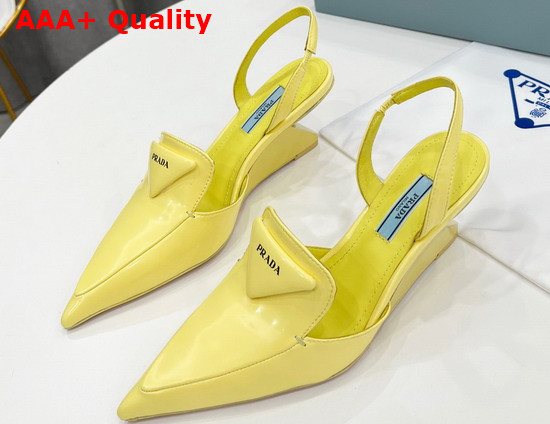 Prada Brushed Leather Slingback Pumps in Yellow 1D896M Replica