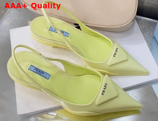 Prada Brushed Leather Slingback Pumps in Yellow Replica