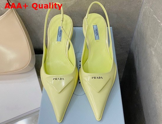 Prada Brushed Leather Slingback Pumps in Yellow Replica