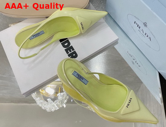 Prada Brushed Leather Slingback Pumps in Yellow Replica