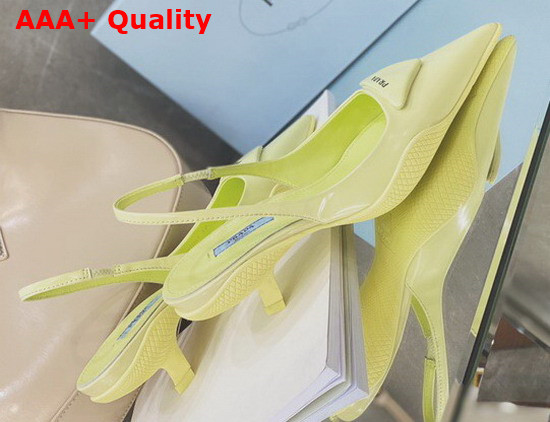 Prada Brushed Leather Slingback Pumps in Yellow Replica