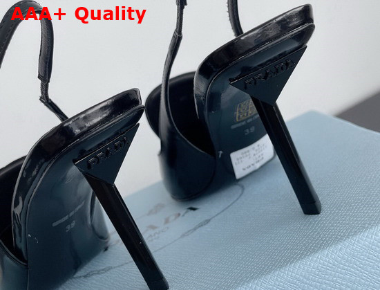 Prada Brushed Leather and Nylon Slingback Pumps in Black 1I561M Replica