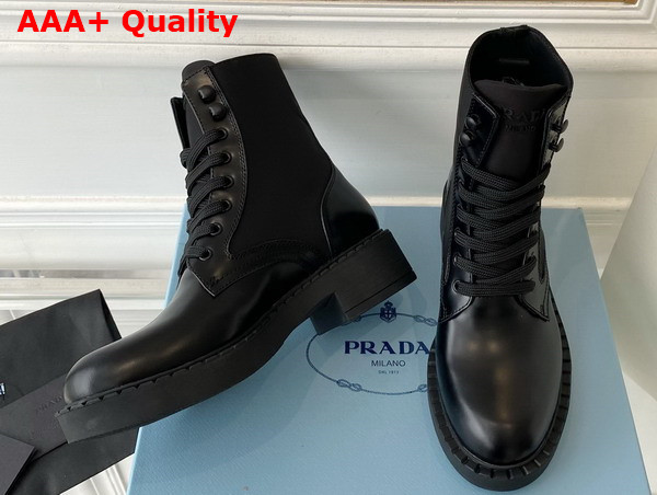 Prada Brushed Leather and Re Nylon Boots in Black 1T782M Replica