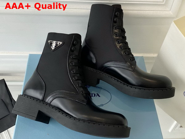 Prada Brushed Leather and Re Nylon Boots in Black 1T782M Replica