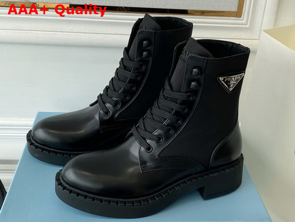 Prada Brushed Leather and Re Nylon Boots in Black 1T782M Replica