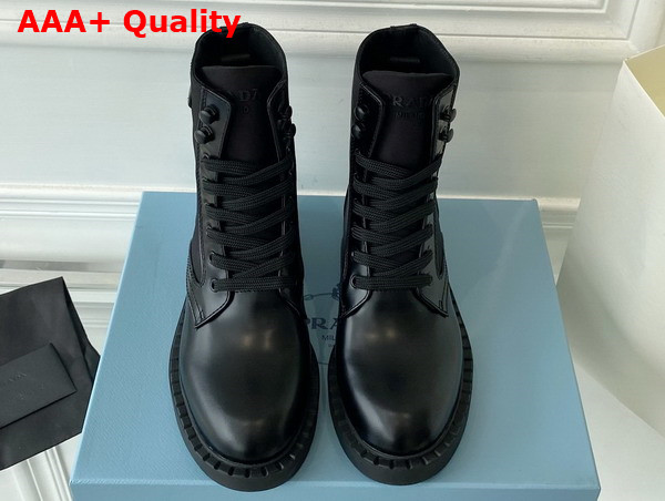 Prada Brushed Leather and Re Nylon Boots in Black 1T782M Replica