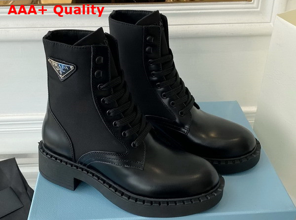 Prada Brushed Leather and Re Nylon Boots in Black 1T782M Replica