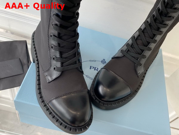 Prada Brushed Leather and Re Nylon Boots in Black 1W906M Replica