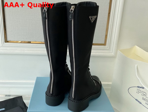 Prada Brushed Leather and Re Nylon Boots in Black 1W906M Replica