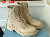 Prada Brushed Leather and Re Nylon Boots in Desert Beige 1T782M Replica