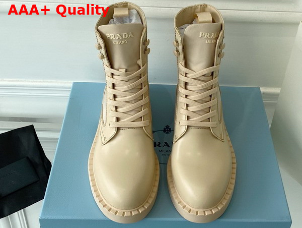 Prada Brushed Leather and Re Nylon Boots in Desert Beige 1T782M Replica