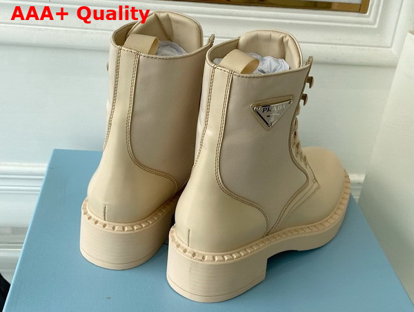 Prada Brushed Leather and Re Nylon Boots in Desert Beige 1T782M Replica