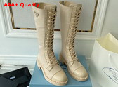 Prada Brushed Leather and Re Nylon Boots in Desert Beige 1W906M Replica