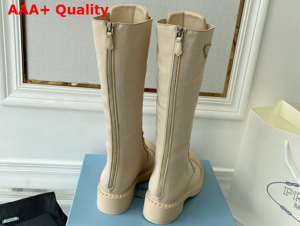 Prada Brushed Leather and Re Nylon Boots in Desert Beige 1W906M Replica