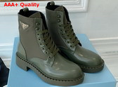 Prada Brushed Leather and Re Nylon Boots in Military Green 1T782M Replica