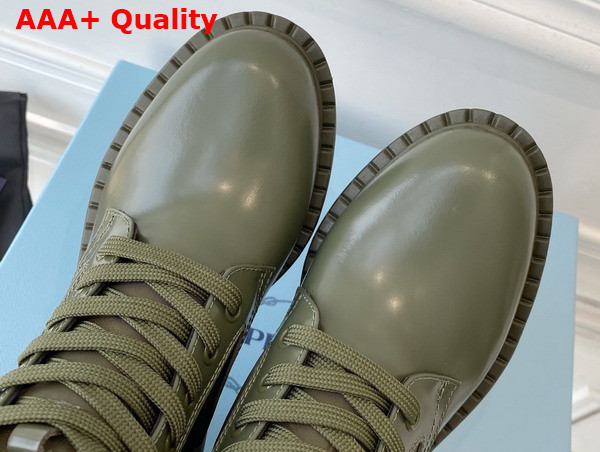 Prada Brushed Leather and Re Nylon Boots in Military Green 1T782M Replica