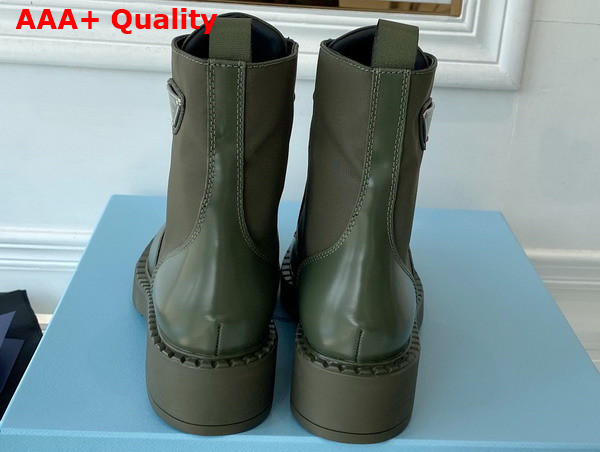 Prada Brushed Leather and Re Nylon Boots in Military Green 1T782M Replica