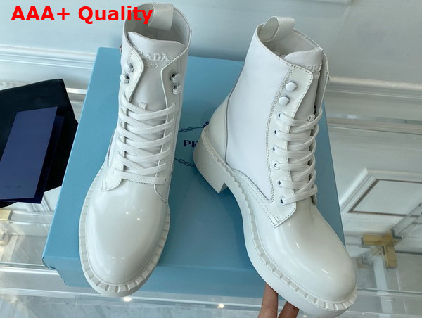 Prada Brushed Leather and Re Nylon Boots in White 1T782M Replica