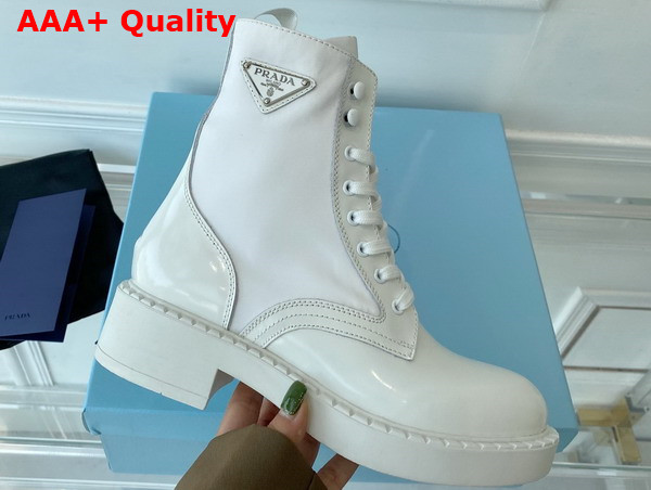 Prada Brushed Leather and Re Nylon Boots in White 1T782M Replica