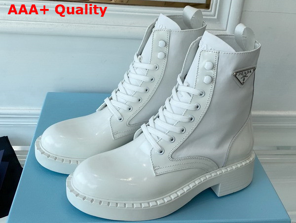 Prada Brushed Leather and Re Nylon Boots in White 1T782M Replica