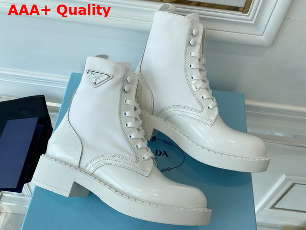 Prada Brushed Leather and Re Nylon Boots in White 1T782M Replica