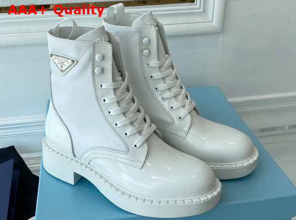 Prada Brushed Leather and Re Nylon Boots in White 1T782M Replica