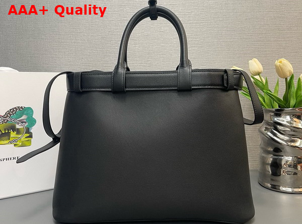 Prada Buckle Large Leather Handbag with Belt in Black 1BA416 Replica