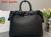 Prada Buckle Large Leather Handbag with Belt in Black 1BA416 Replica