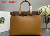 Prada Buckle Large Leather Handbag with Belt in Caramel 1BA416 Replica